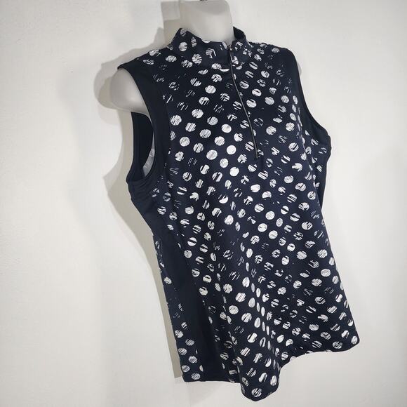 TAIL Womens Polo Tank Top Luna Sleeveless 1/4 Zip Mock UPF 50 Polka Dot Large - Picture 4 of 9